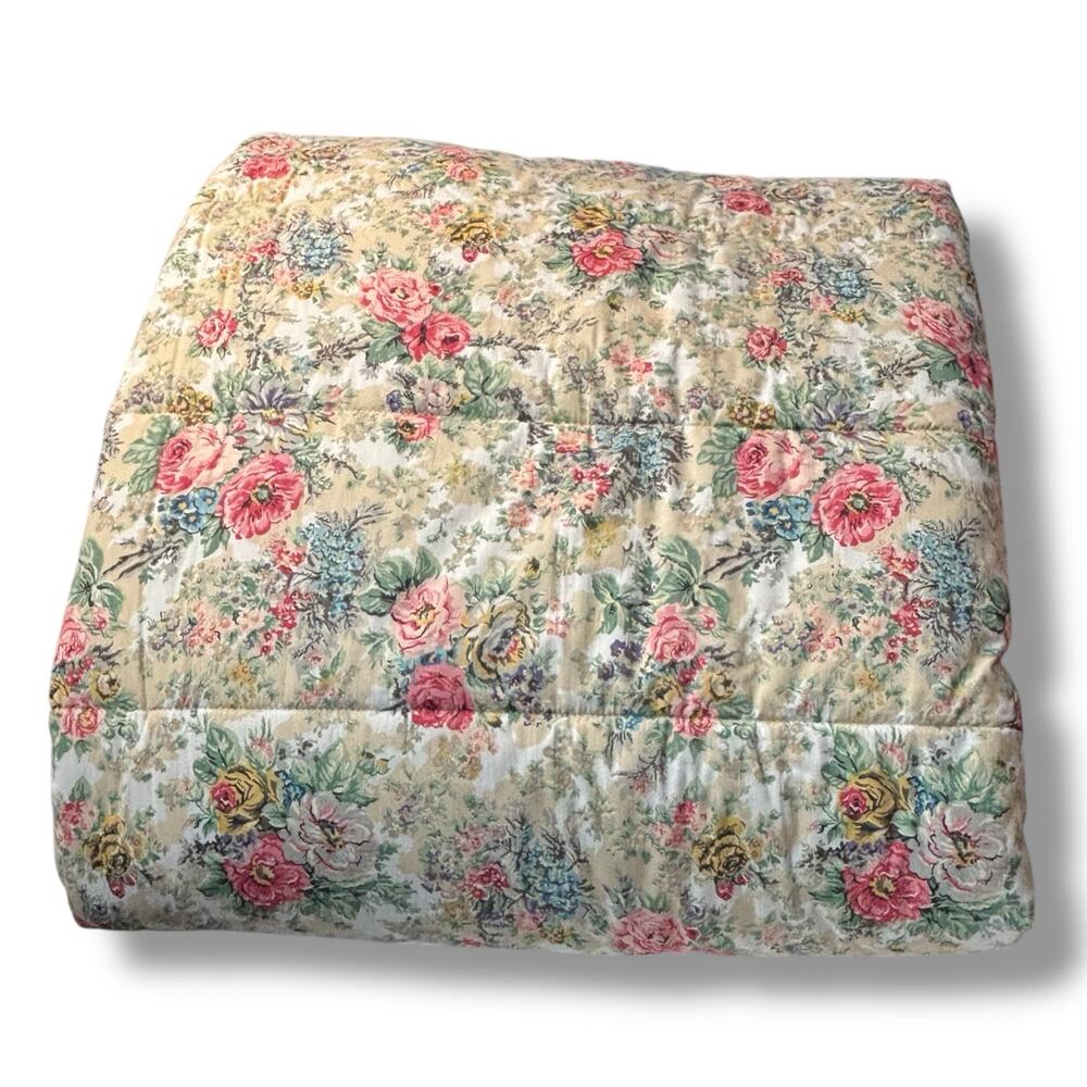 Ralph Lauren BRITTANY Full/Queen VTG COMFORTER Beige FLORAL Roses USA Rare